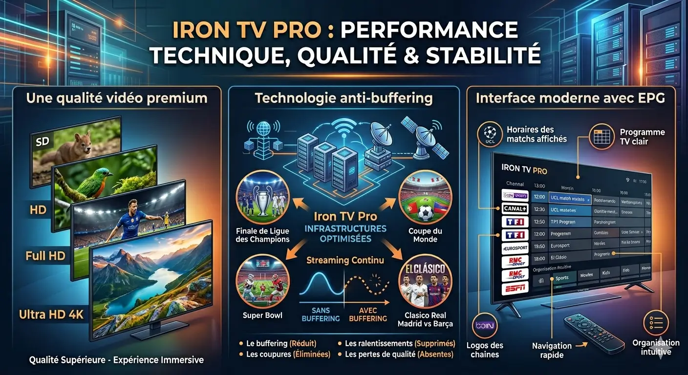 Abonnement Iron TV Pro,regarder la Ligue des Champions en direct,UEFA Champions League,IRON TV Pro